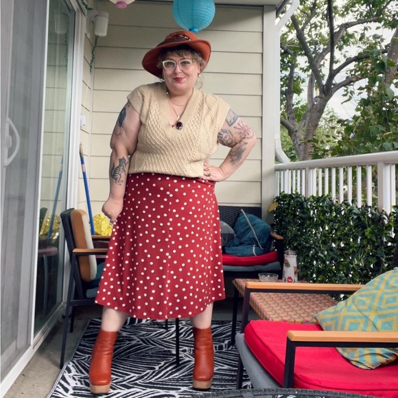 Size 0X Graphic polka dot print midi fit & flare dress by Addition-Elle - Picture 8 of 8